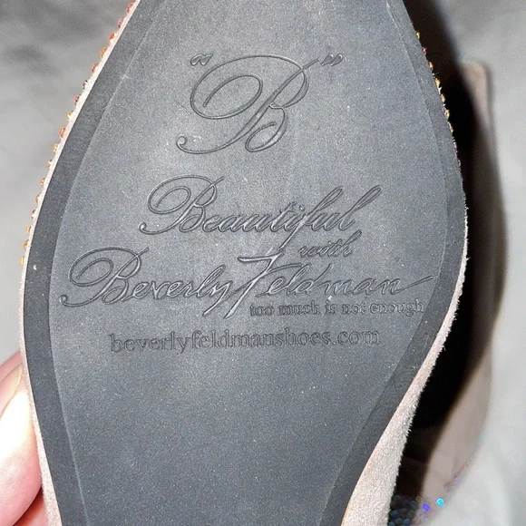 Beverly Feldman Beige Rhinestone Flats - Picture 5 of 6